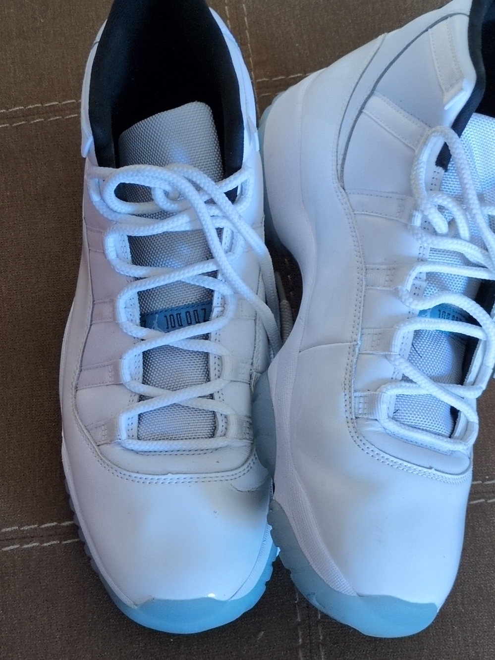 Jordan Men's White Sneakers with Light Blue Outsole